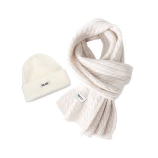 PEAK Polyester Knit Scarves Unisex Ecru