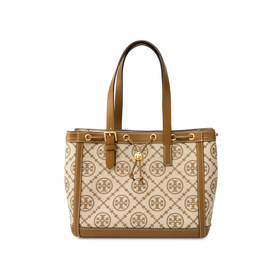 TORY BURCH T Monogram Leather Tote Bag, Shopping Bag, Shoulder Bag, Handbag Women's Brown