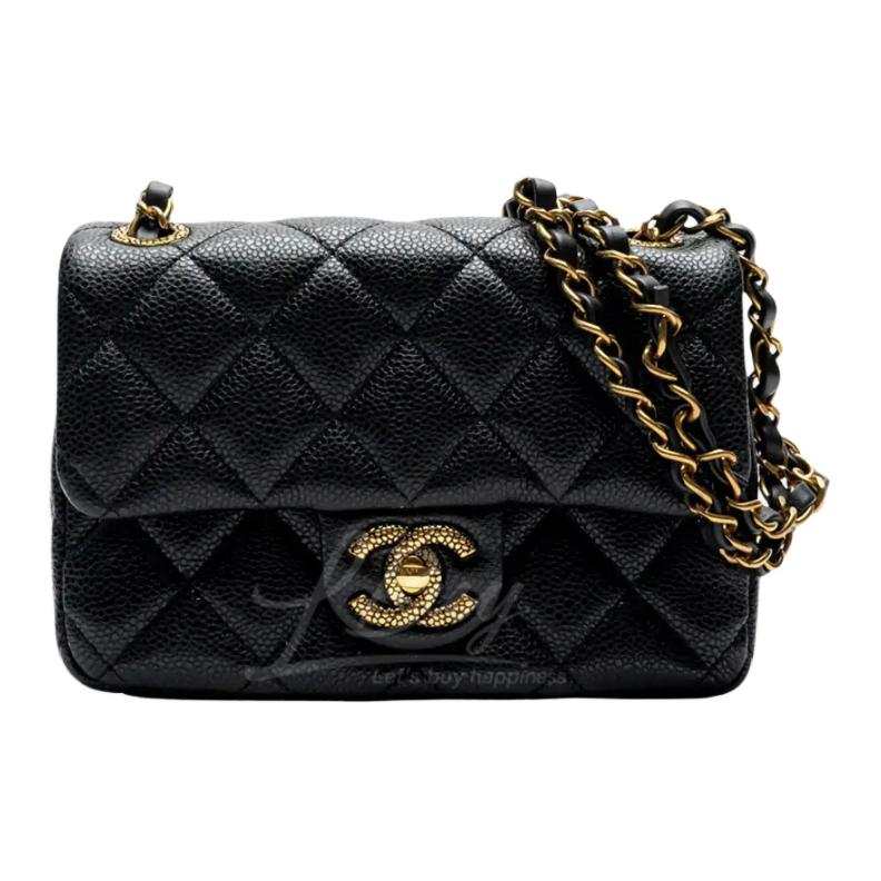 CHANEL Grain Cow Leather Material Gold Chain Bag, Shoulder Bag Mini Women's Black