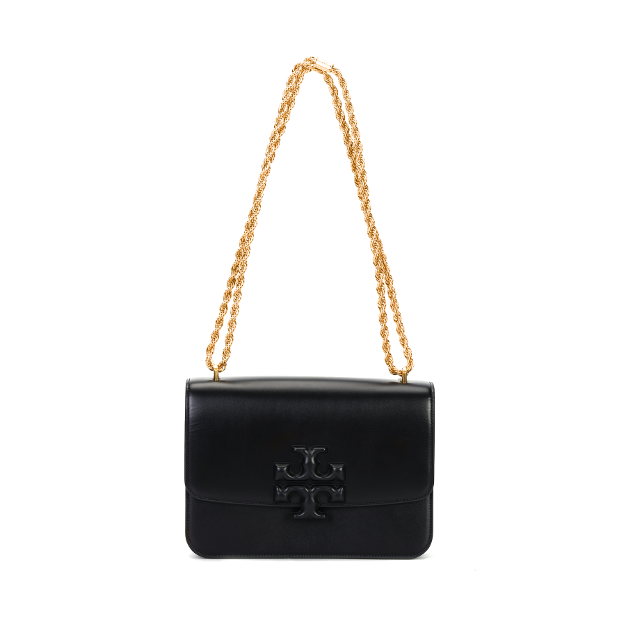 TORY BURCH Eleanor Leather Twisted Rope Chain Box Bag, Small Square Bag, Shoulder Bag, Crossbody Bag Women's Black