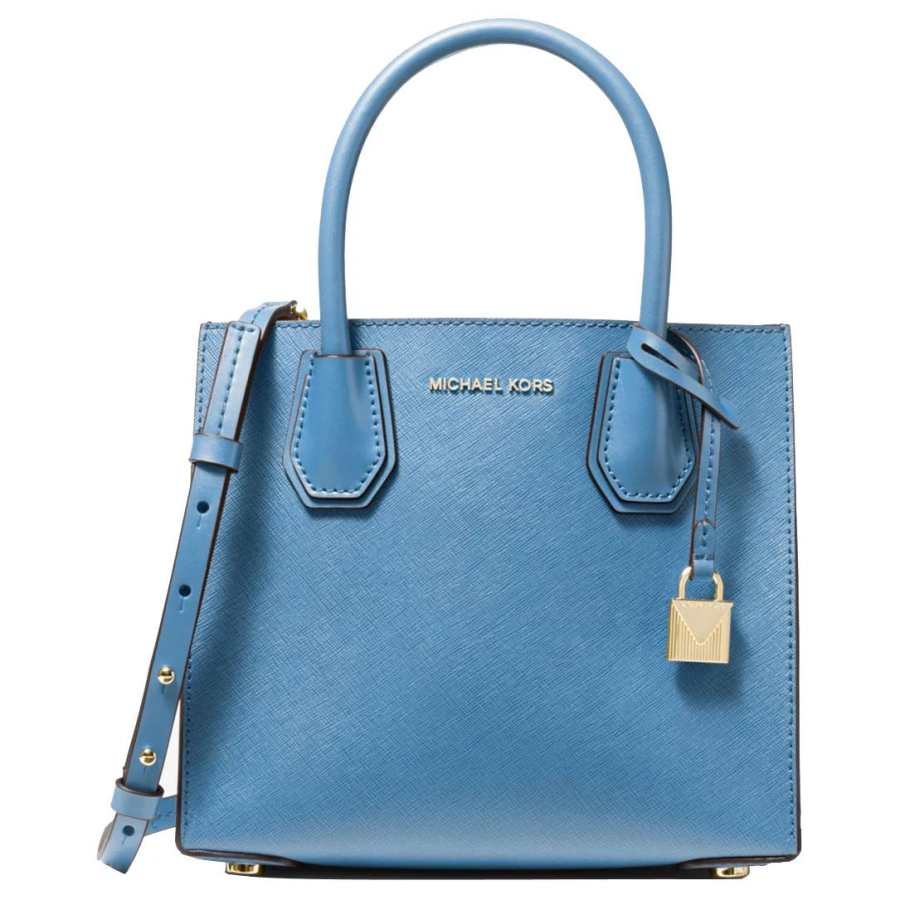 MICHAEL KORS Mercer Cow Leather Trunk Bag, Handbag, Crossbody Bag Medium Women's Lake Blue
