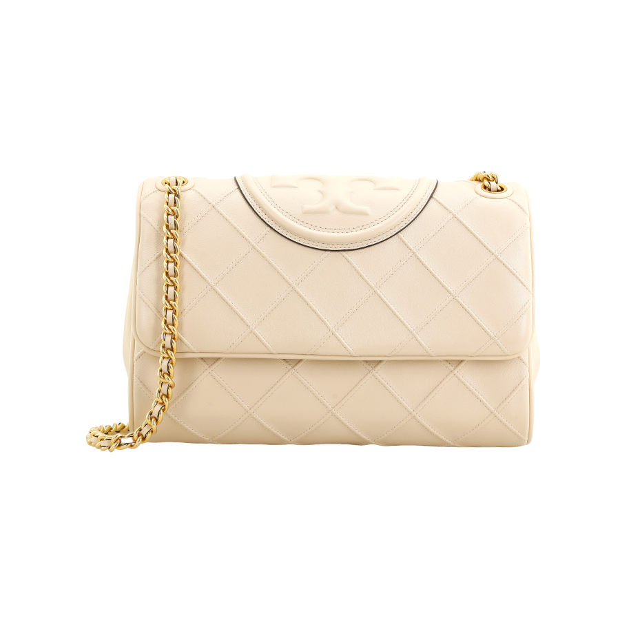 TORY BURCH Fleming Leather Portable Crossbody Bag, Shoulder Bag Women's Cream