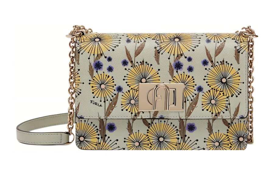 Furla 1927 Collection Leather Shoulder Bag, Crossbody Bag Mini Women's Pearl White Multicolor