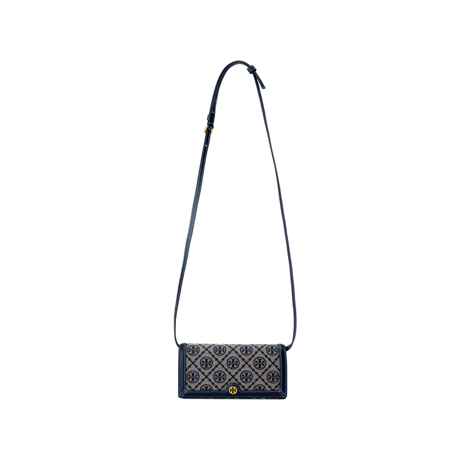 TORY BURCH T Monogram Leather With Fabric Crossbody Bags Regular Women's Marine Blue