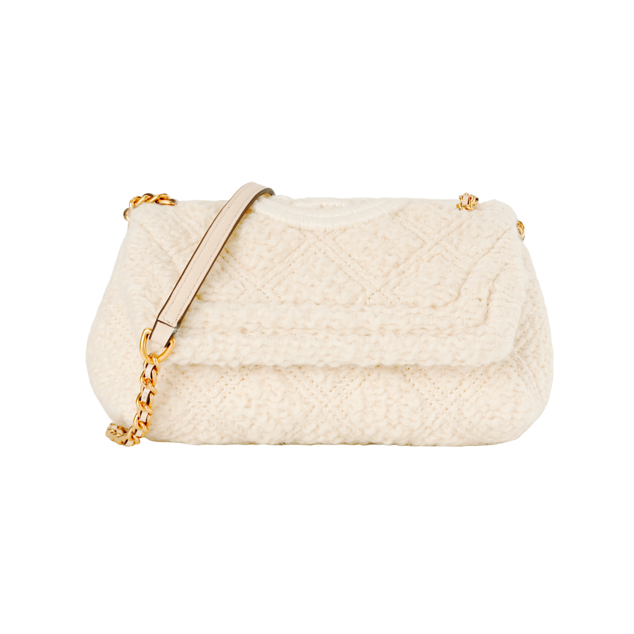 TORY BURCH Fleming Soft Circle Yarn With Leather Shoulder Bag, Crossbody Bag Mini Women's Cream White