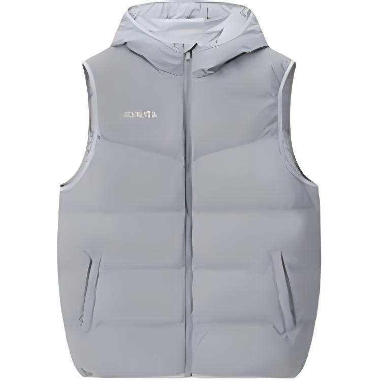 PEAK Vests Men's Gray Hooded Non Detachable Thickened And Fleece Lined Other