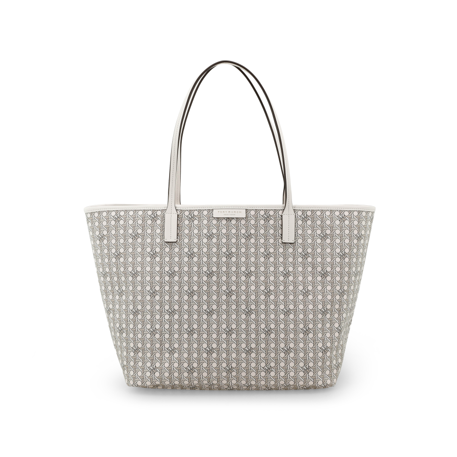 TORY BURCH Coated Canvas Combo Bag, Tote Bag, Shopping Bag, Handbag, Shoulder Bag Medium Women's Ivory White
