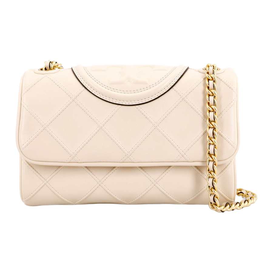 TORY BURCH Fleming Leather Crossbody Bag, Shoulder Bag Small Women's Cream