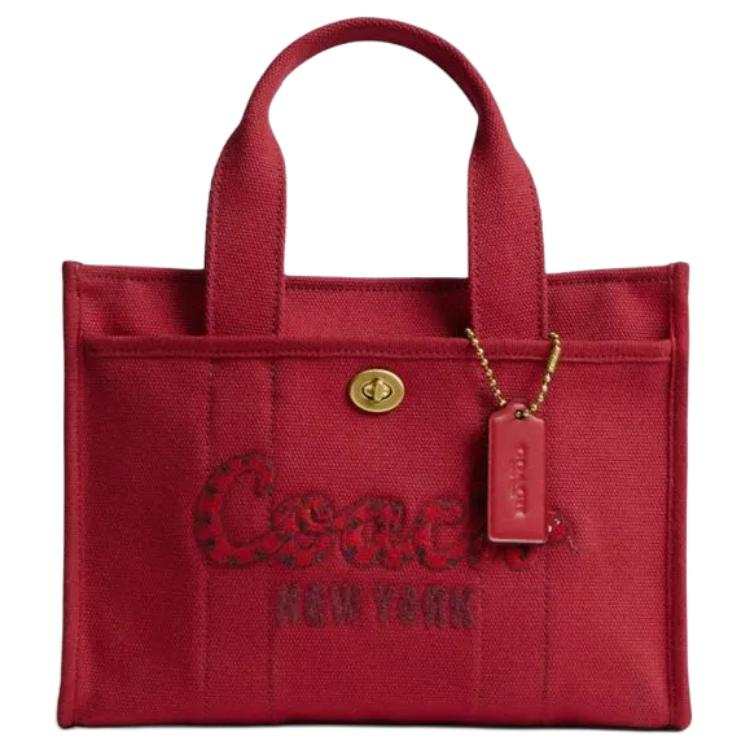 COACH Cargo Fabric Tote Bag, Shopping Bag, Shoulder Bag, Handbag Medium Women's Ruby Red