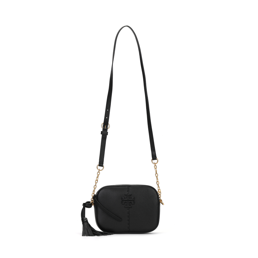 TORY BURCH McGraw Cow Leather Camera Bag, Crossbody Bag, Shoulder Bag Women's Black