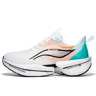 TAYAO Slip Resistant, Abrasion Resistant, Breathable Low top Casual Running Shoes Unisex White Orange