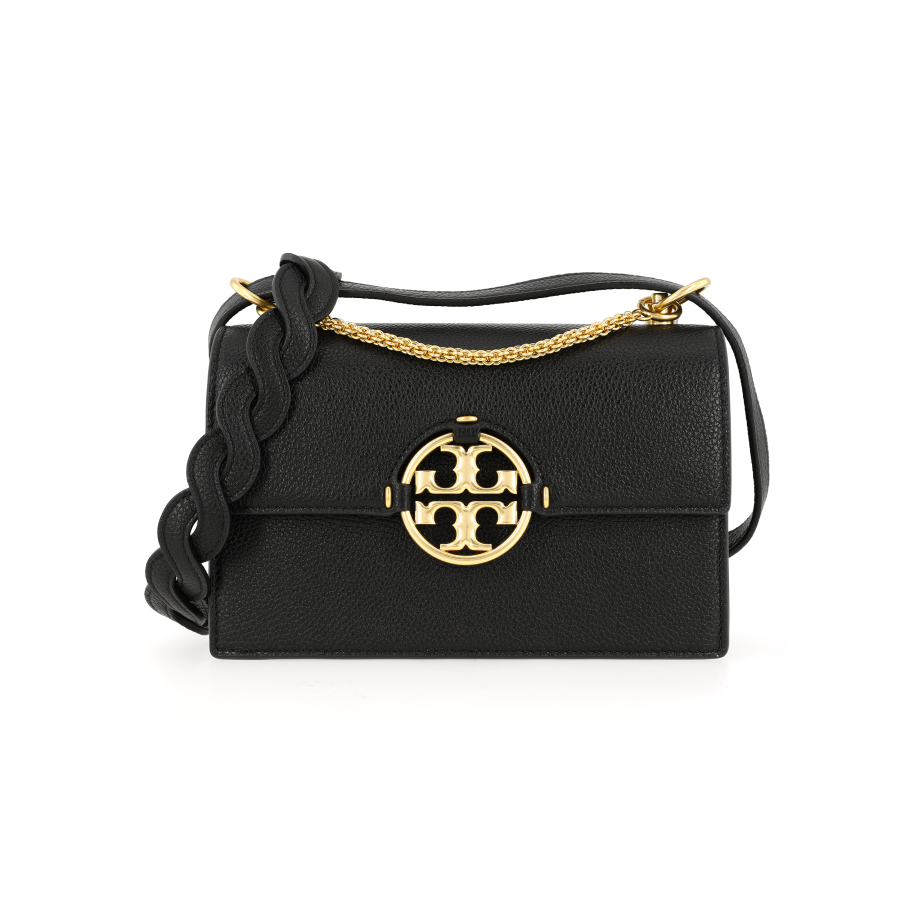 TORY BURCH Miller Cow Leather Crossbody Bag, Shoulder Bag Small Women's Black/Black Gold