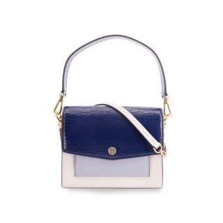 TORY BURCH Robinson Cow Leather Shoulder Bag, Crossbody Bag, Handbag Medium Women's Marine Blue Multicolor