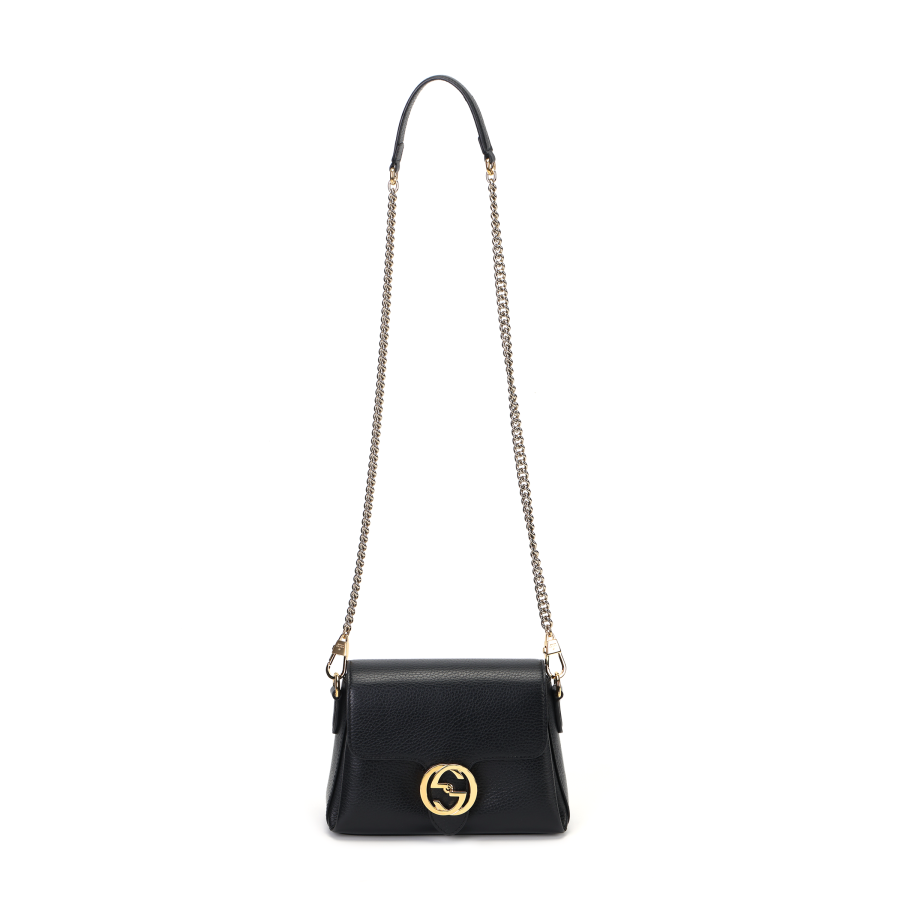 GUCCI Leather Messenger Bag, Trunk Bag, Shoulder Bag, Crossbody Bag Mini Women's Black