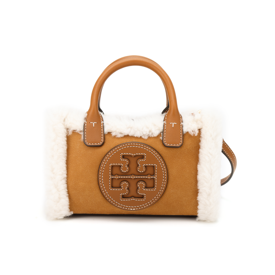 TORY BURCH Ella Shearling With Genuine Leather Tote Bag, Shopping Bag, Shoulder Bag, Crossbody Bag, Handbag