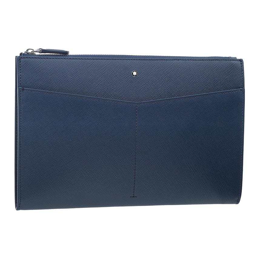 MONTBLANC MONTBLANC Cross Grain Leather Briefcase Men's Blue