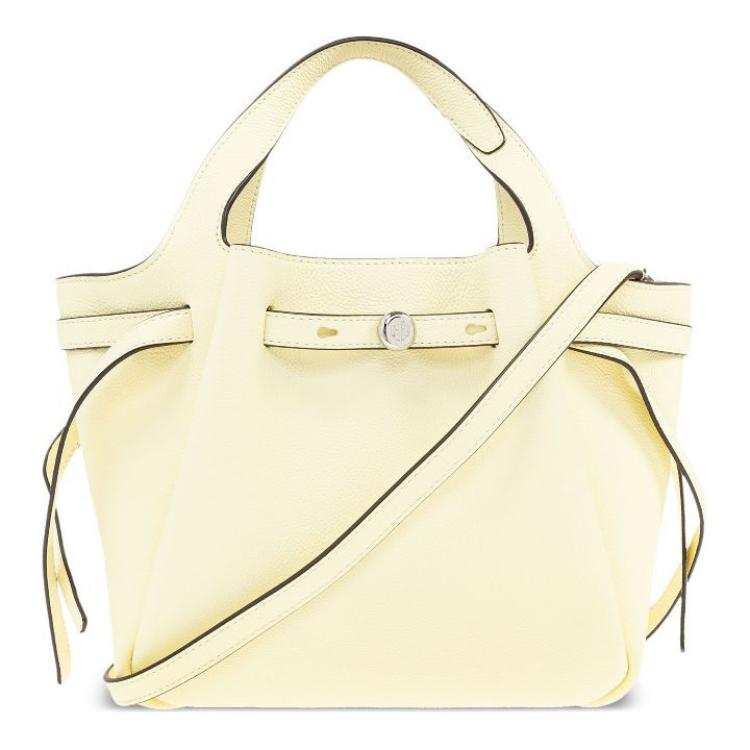 TORY BURCH Calfskin Tote Bag, Shopping Bag, Handbag Women's Lemon Light Yellow