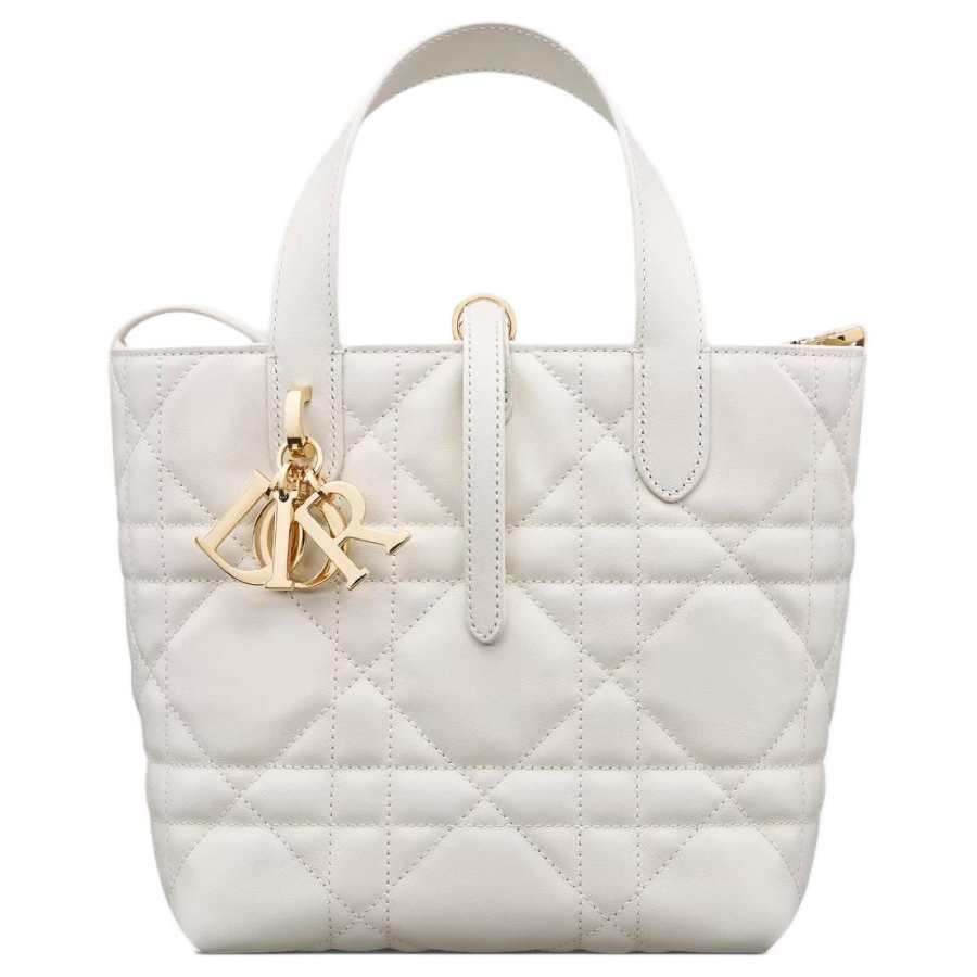 DIOR Toujours Cow Leather Handbag Small Women's Milk White