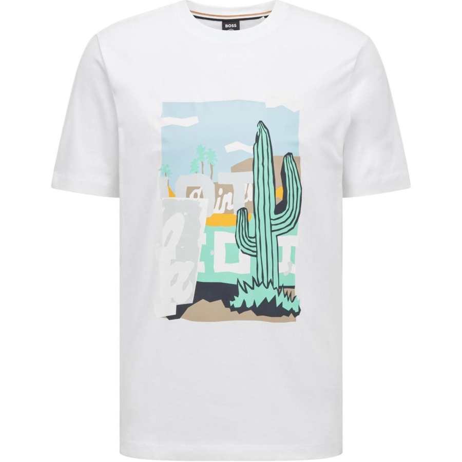 HUGO BOSS T Shirts Men's White Crew Neck Moderate Straight Fit