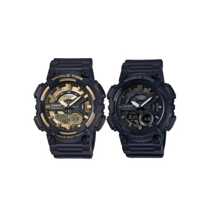 CASIO CASIO YOUTH Collection Analog Digital Display Quartz Movement Resin Strap Watch Unisex Black Dial