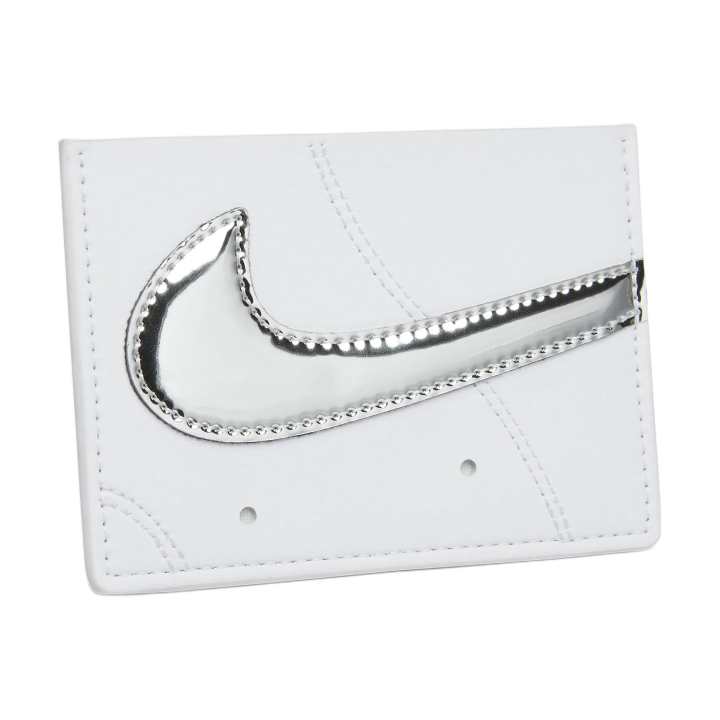 Nike Nike PU Polyurethane Card Holder Unisex White & Metallic Silver