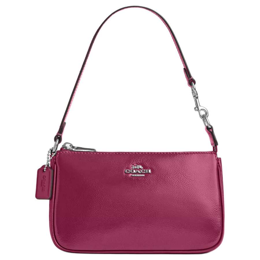 COACH Nolita Patent Leather Handbag Small Women's Silver & Pink