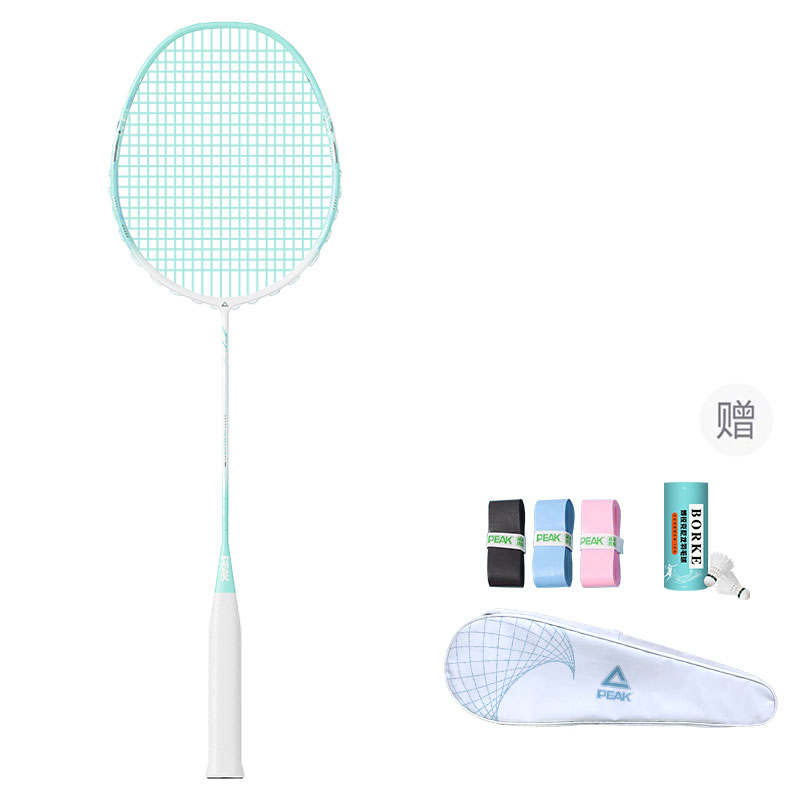 PEAK Full Carbon Badminton Rackets Control Type All around Defense Advanced Level Unisex 5U/G5 White Green
