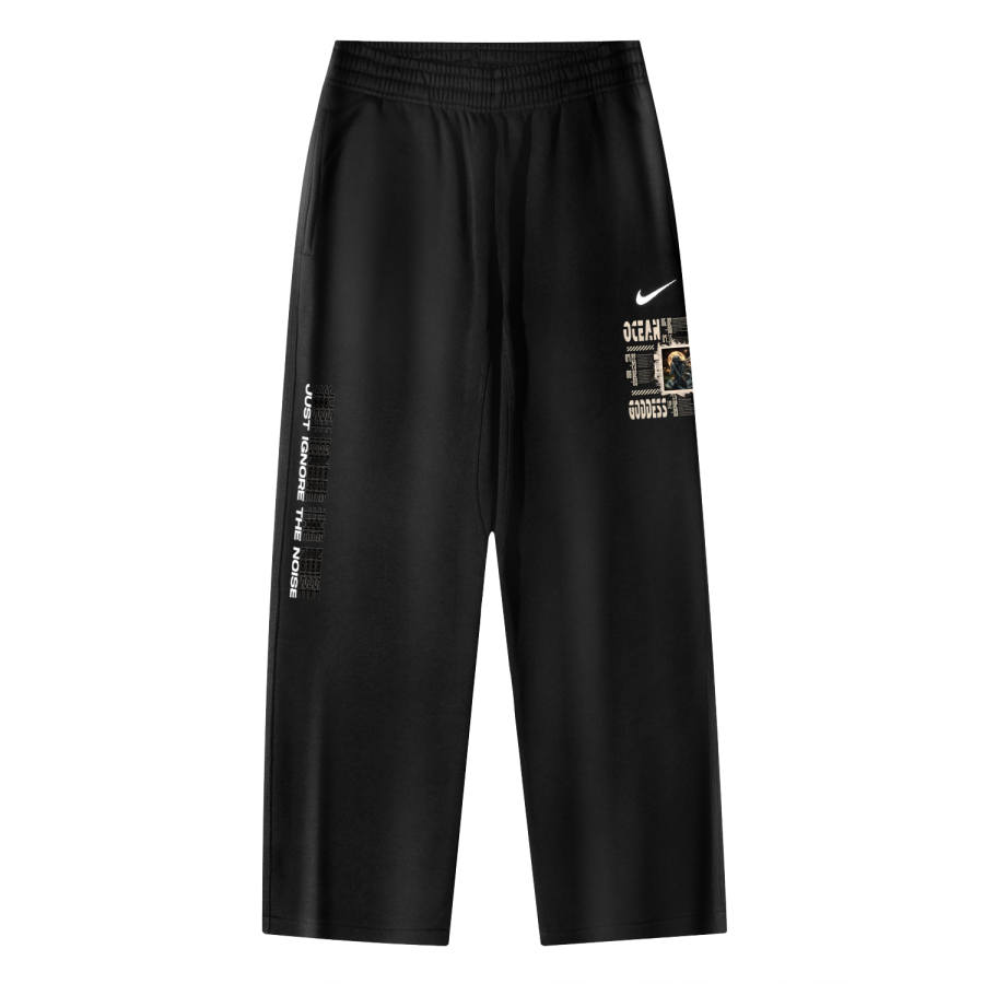Nike Nike Tide Goddess Fleece Lined Elastic Waistband Letter Comfortable Casual Knitted Sweatpants Unisex Black