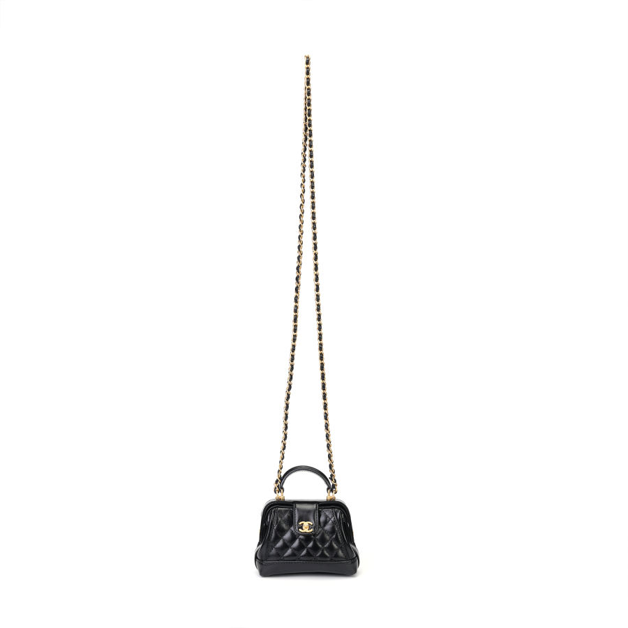 CHANEL Sheepskin Material Gold Metal Shoulder Bag, Crossbody Bag, Handbag Women's Black