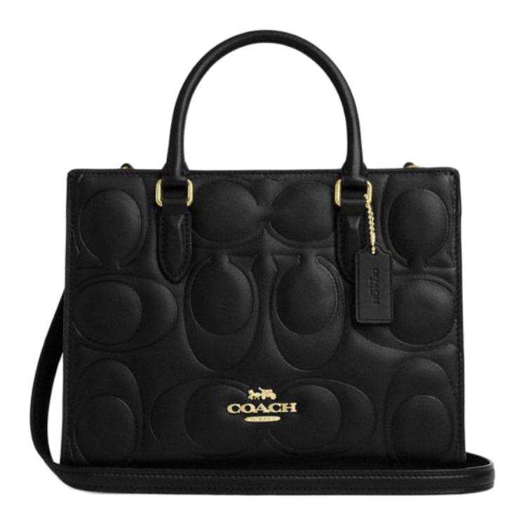 COACH Maggie Smooth Leather Tote Bag, Shopping Bag, Shoulder Bag, Handbag Medium Women's Black