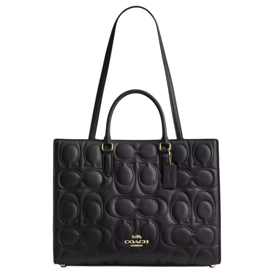 COACH Maggie Leather Tote Bag, Shopping Bag, Shoulder Bag, Handbag Large Women's Black