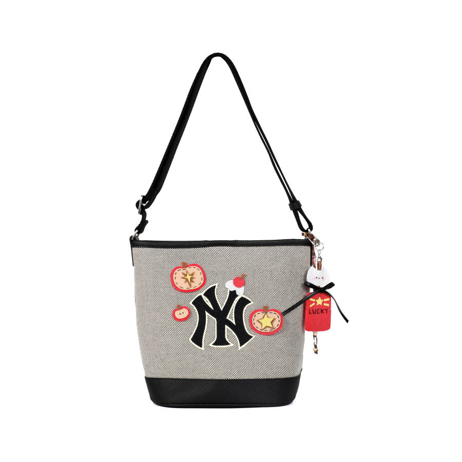 MLB New York Yankees Cotton Bucket Bag, Shoulder Bag Regular Unisex Red Gray Brown