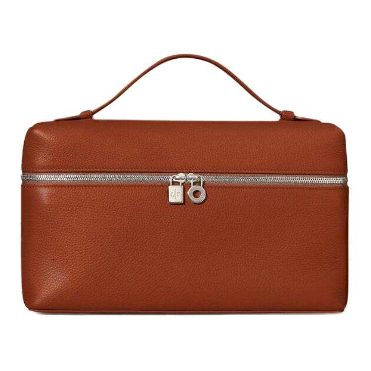 Loro Piana ExtraPocket Leather Makeup Bag Small Square Bag Handbag, Shoulder Bag Regular Women's Brown