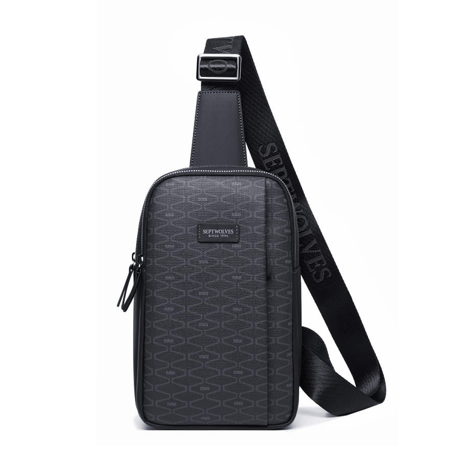 SEPTWOLVES SEPTWOLVES Cow Leather Sling Bag Men's Black