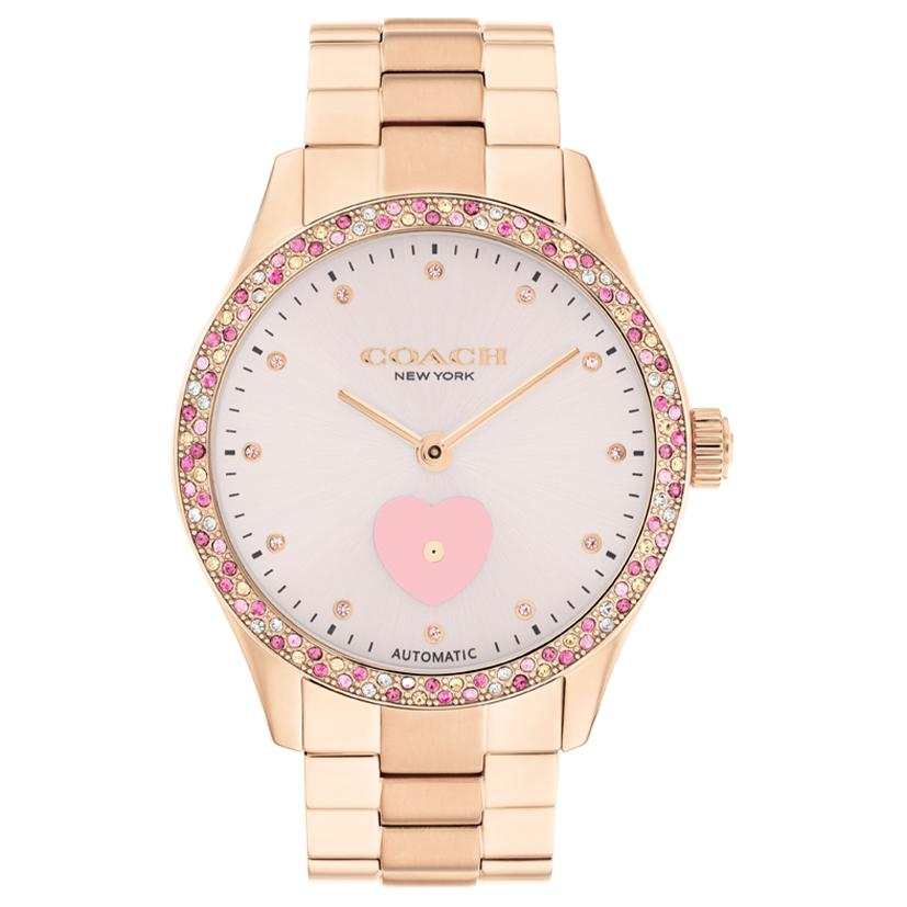 COACH Wrist Watches Mechanical Movement Steel Strap 38mm Pink Watch Dial Women's Watch 30m Water Resistant