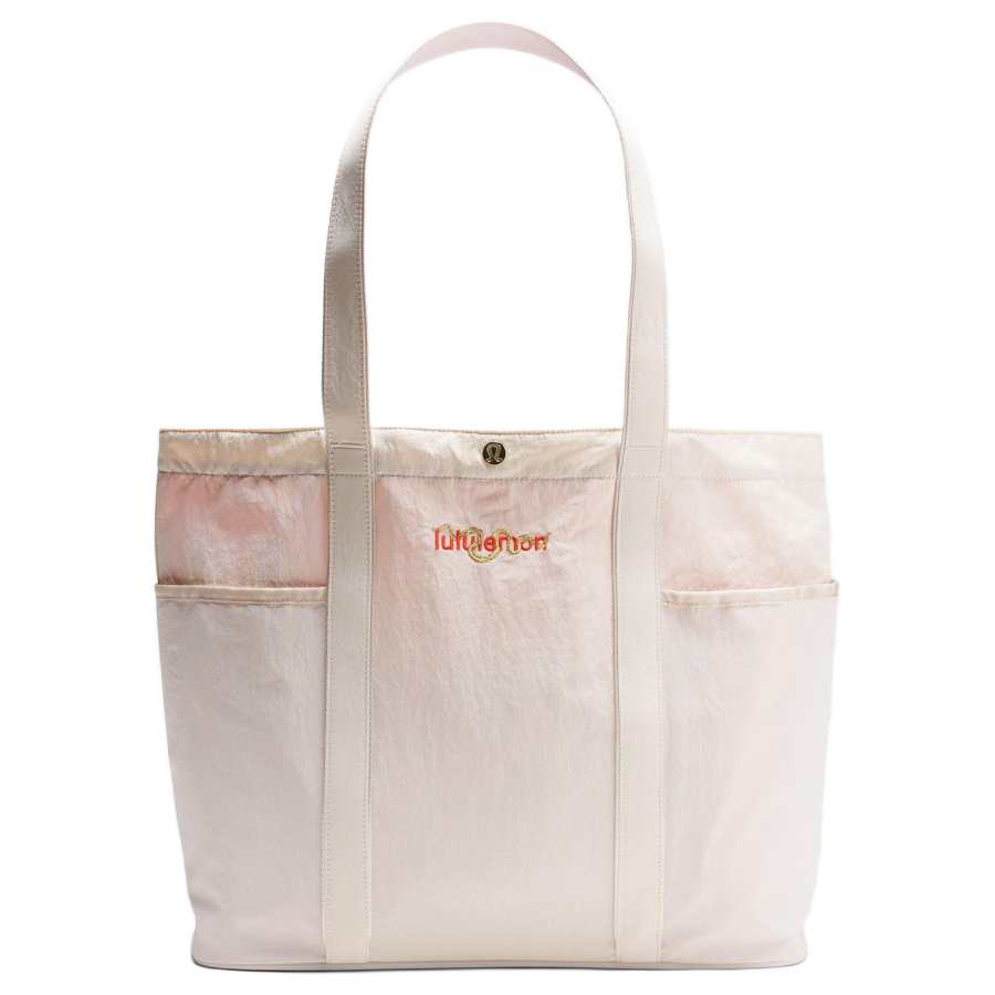 Lululemon Polyester Tote Bag, Shopping Bag, Handbag, Shoulder Bag Unisex Light Ivory