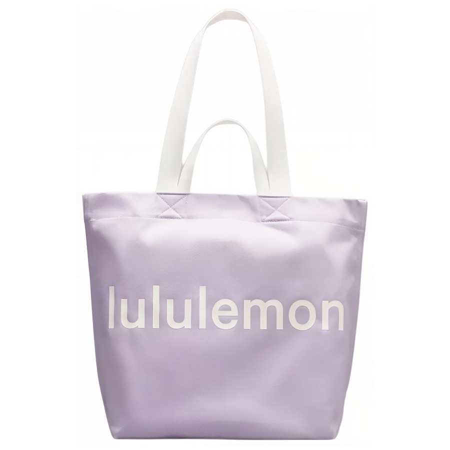 Lululemon Cotton Blend Canvas Fabric Tote Bag, Shopping Bag, Handbag, Shoulder Bag Unisex Lilac & White