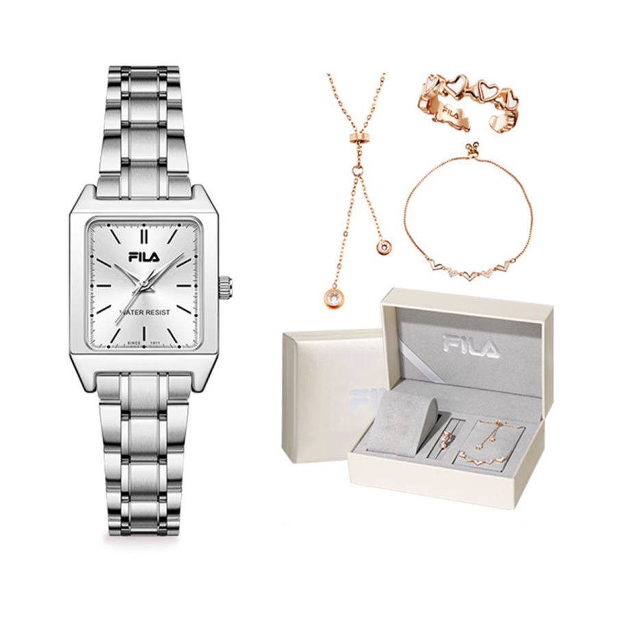 FILA ELEGANT Wrist Watches Quartz Movement Steel Strap Silver Dial Women's Watch A Heartfelt Romantic Box
