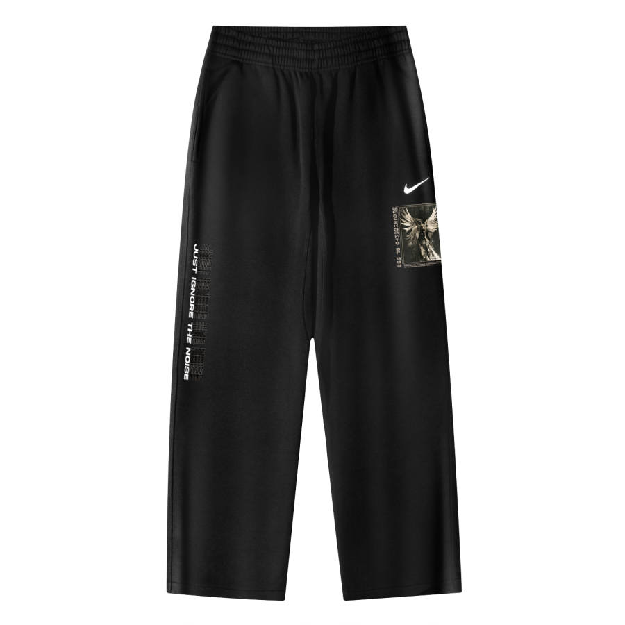 Nike Nike Club OH Pant Swoosh NF Corrupted Angel III Logo Breathable Fleece Lined Casual Knitted Sweatpants Unisex Black