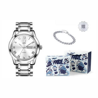 KANGOL Scale Mirror Collection Wrist Watch Quartz Movement Stainless Steel Strap Black Dial Men's Watches Gift Box Set