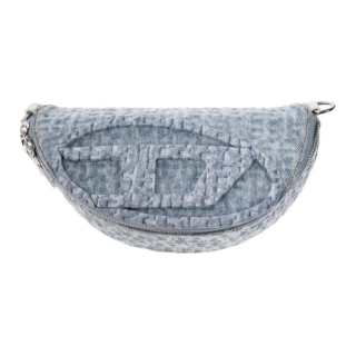 DIESEL Cotton With Cow Leather Crossbody Bag, Fanny Pack Women's Blue