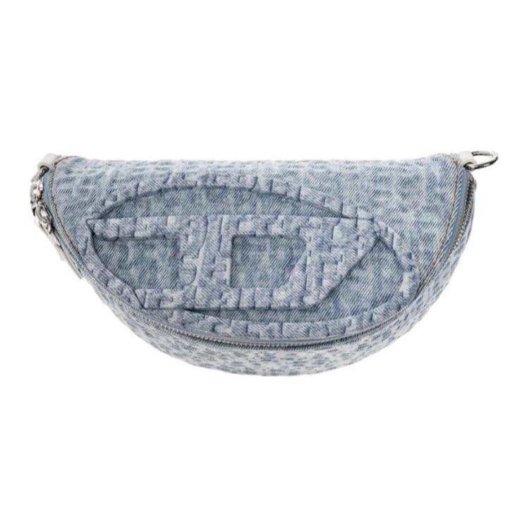DIESEL DIESEL Cotton With Cow Leather Crossbody Bag, Fanny Pack Women's Blue