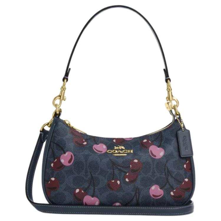 COACH Teri Coated Canvas Crossbody Handbag, Shoulder Bag Medium Women's Blue