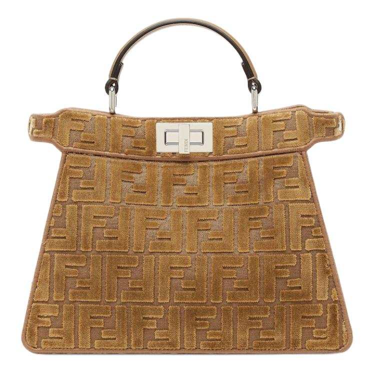 FENDI Peekaboo ISeeU Calfskin One Shoulder Handbag Small Women's Beige
