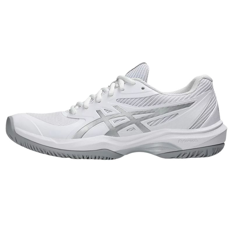 ASICS GAME FF Textile, Synthetic Leather Slip Resistant Low top Tennis Shoes Women's White Silver