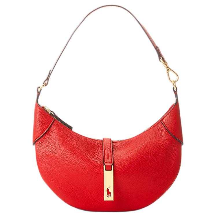 Polo Ralph Lauren Polo ID Leather Crescent Bag Shoulder Bag Mini Women's Red