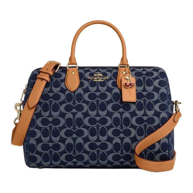 COACH Rowan Fabric Shoulder Bag, Crossbody Bag, Handbag Large Women's Blue