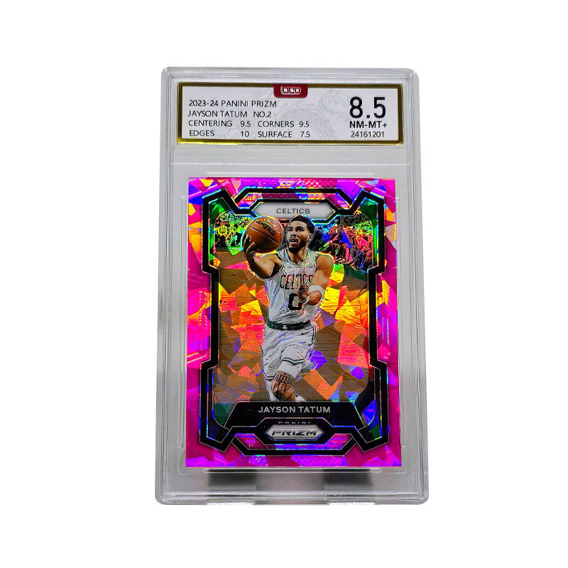 PANINI Jayson Tatum Player Card PZ Premium Crushed Ice, Rainbow Set, Pink Block Holographic Card, Gold Logo Collection
