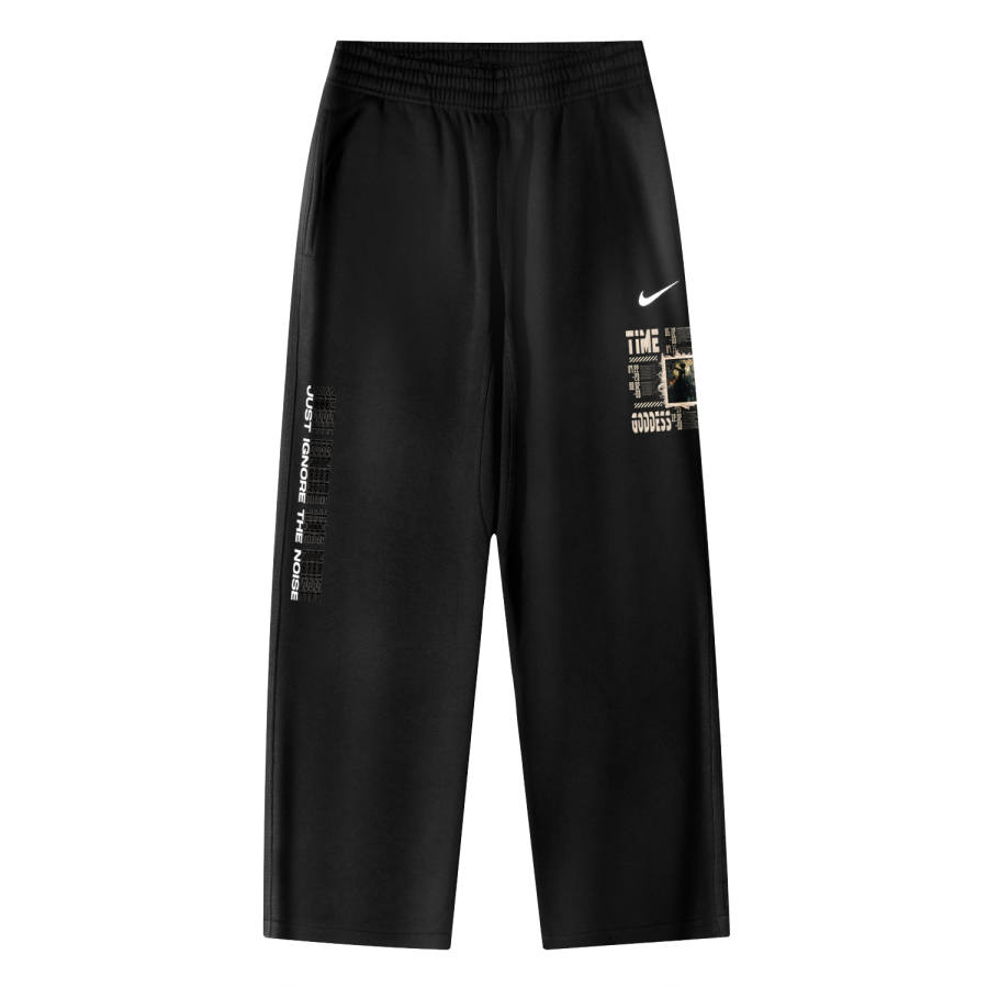 Nike Nike Club OH Pant Swoosh NF Faux Linen Time Goddess Logo Fleece Lined Casual Knitted Fabric Sweatpants Unisex Black
