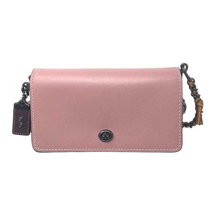 COACH Dinky Leather Crossbody Bag, Shoulder Bag Small Women's Pastel Pink & Berry Purple